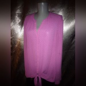 Dana Buchman Pink Tie Front Blouse Pink Women's XL